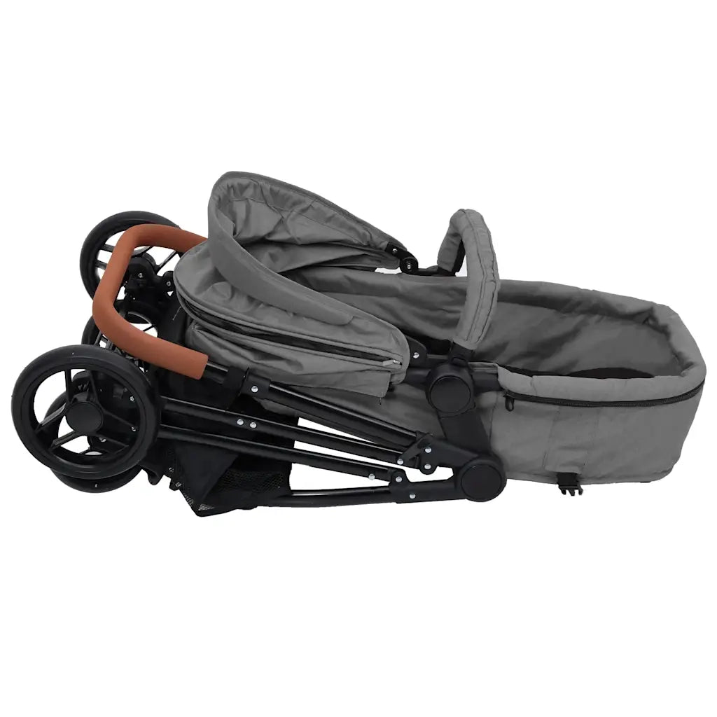 Passeggino 3 in 1 Grigio Chiaro e Nero in Acciaio CFW2769295