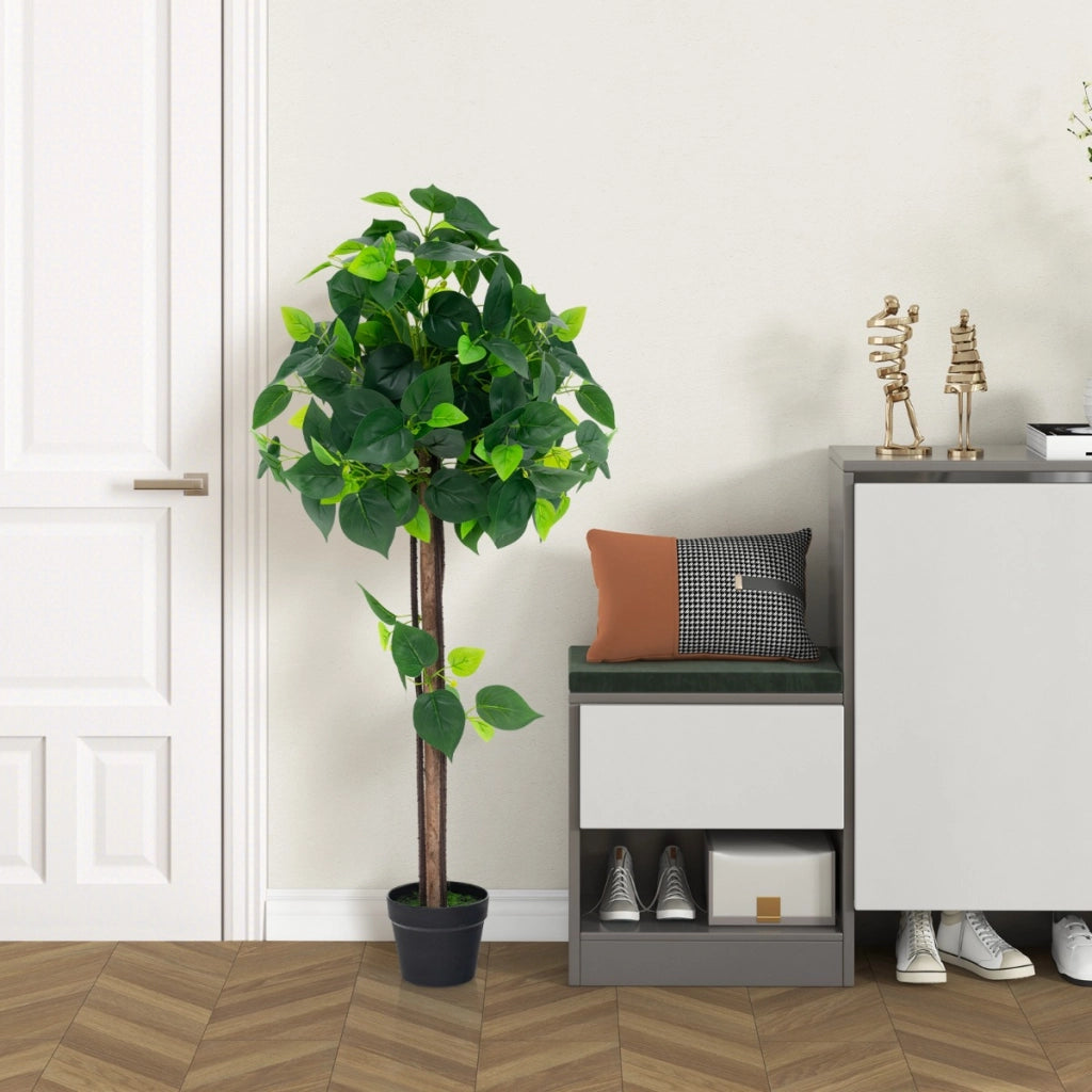 Albero di ortensie artificiale da 114cm con tronco in legno foglie di ortensie realistiche, Albero in vaso decorativo-Piante artificiali