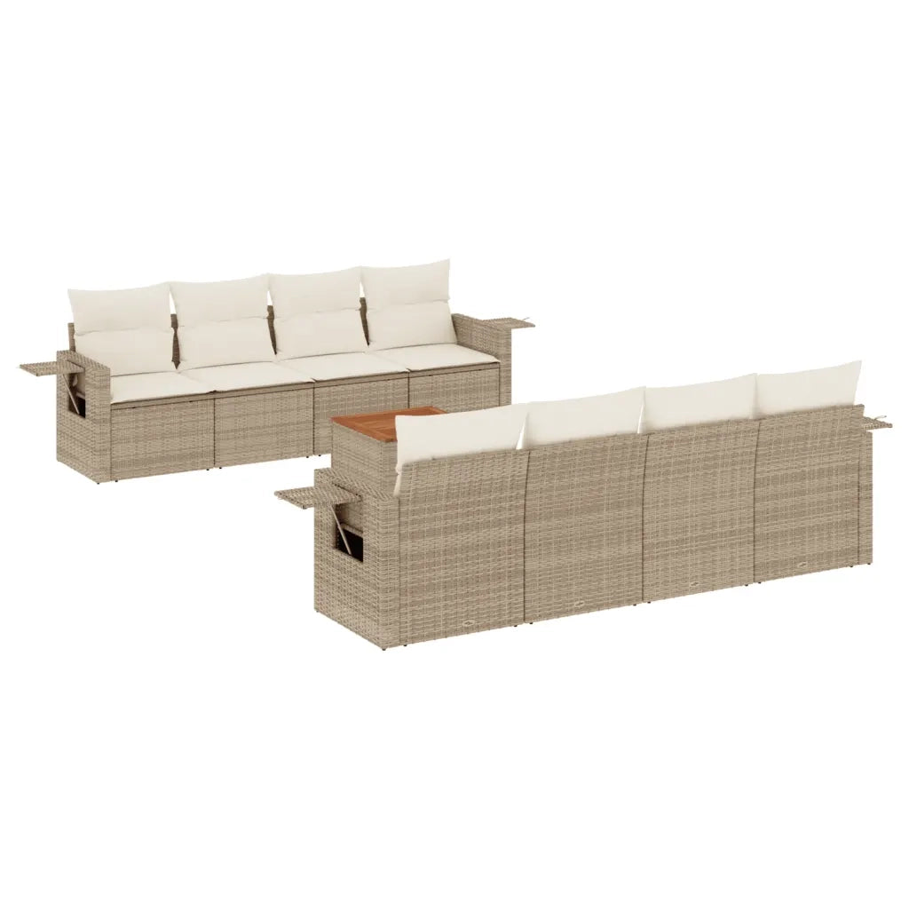 Set Divano da Giardino 9 pz con Cuscini Beige in Polyrattancod mxl 114213