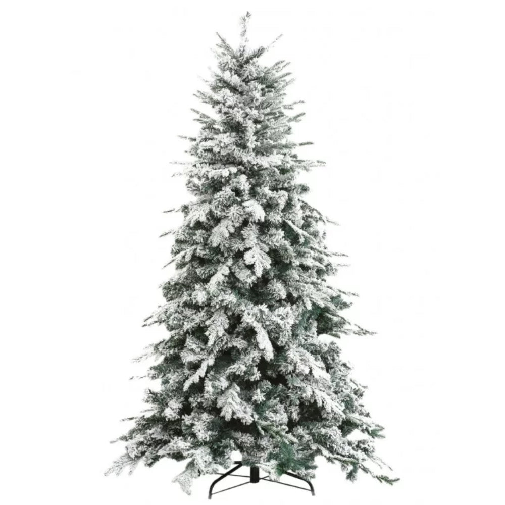 Biancopino albero di natale innevato effetto realistico elegante real touch *** misura h 210, confezione 1