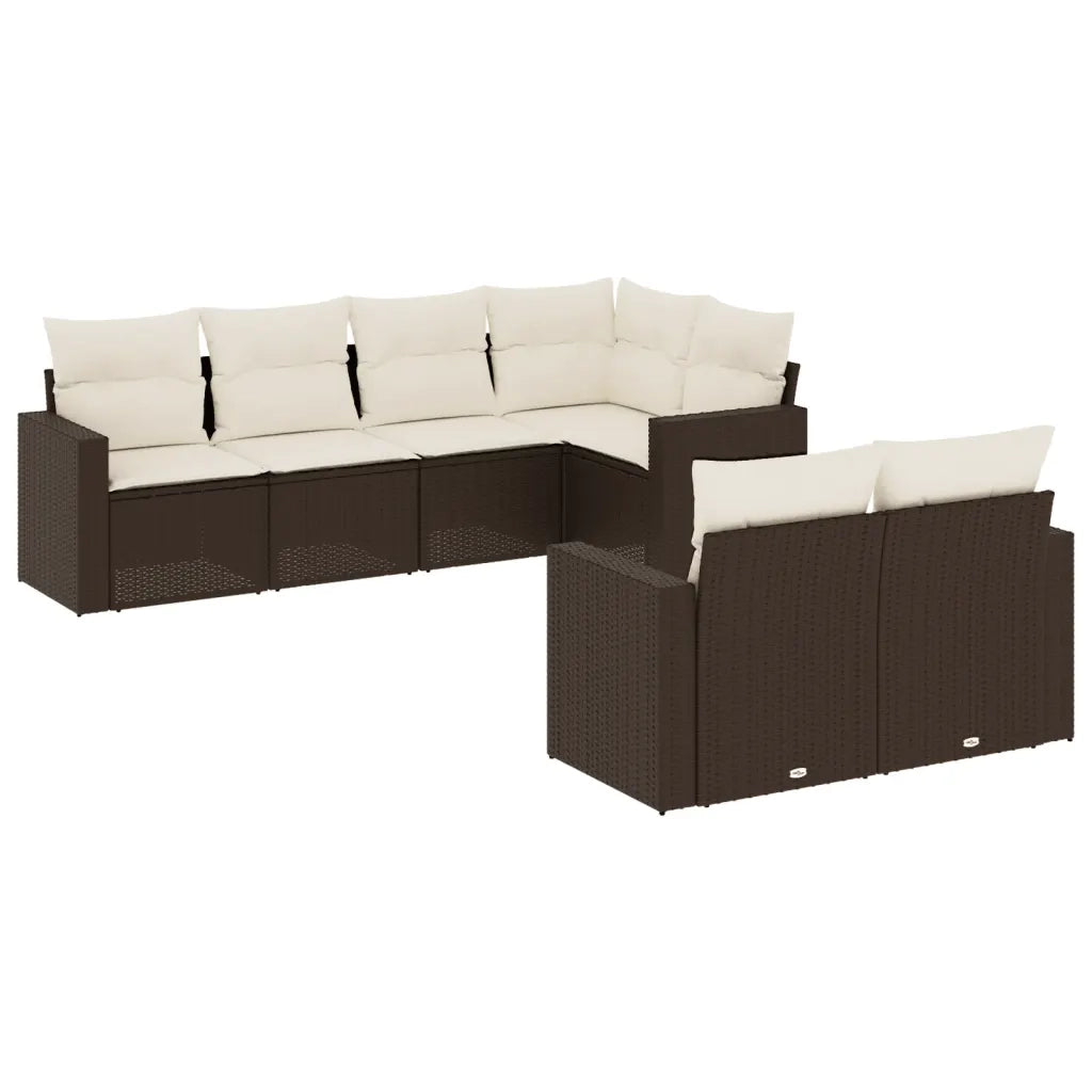 Set Divani da Giardino 7 pz con Cuscini Marrone in Polyrattan 3251550