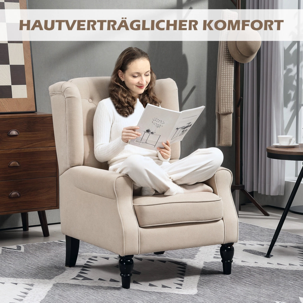 Poltrona Relax Imbottita con Poggiapiedi ¨C Zephmum ¨C Beige 74x87x102 cm