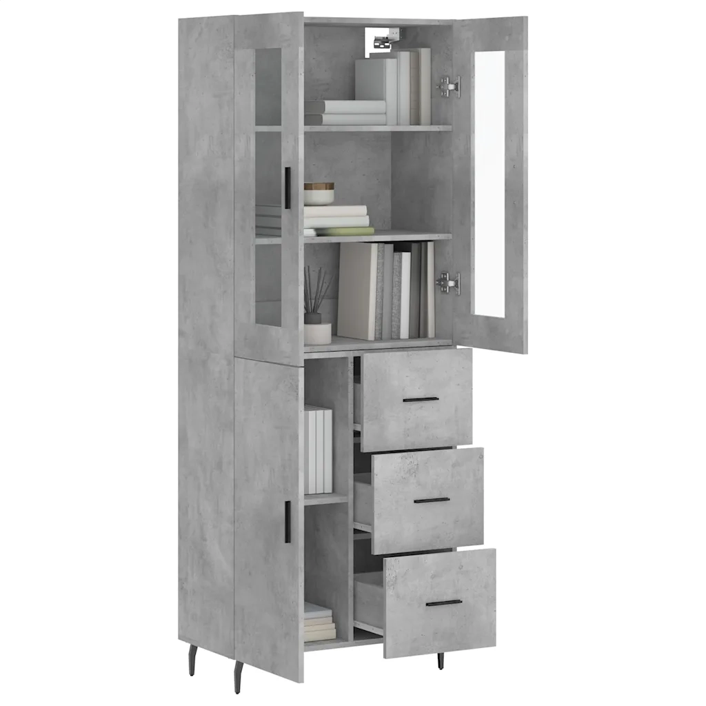 Credenza | Madia | Buffet da pranzo | Armadio da pranzo Grigio Cemento 69,5x34x180 cm in Legno Multistrato