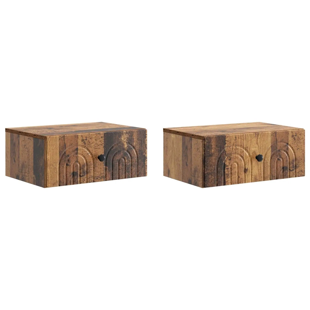 Mobiletto da notte a muro 2 pcs Legno antico 49 x 34,5 x 20 cm 898122
