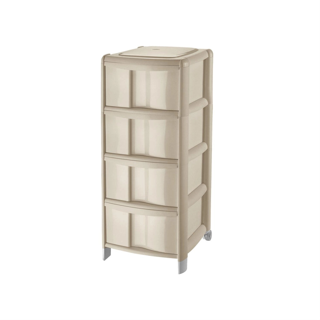 CASSETTIERA BAMBÙ 4 CASSETTI COLORE TALPA ALTEZZA 86 X 38.5 X 39.5 CM CON PIEDINI E RUOTE
