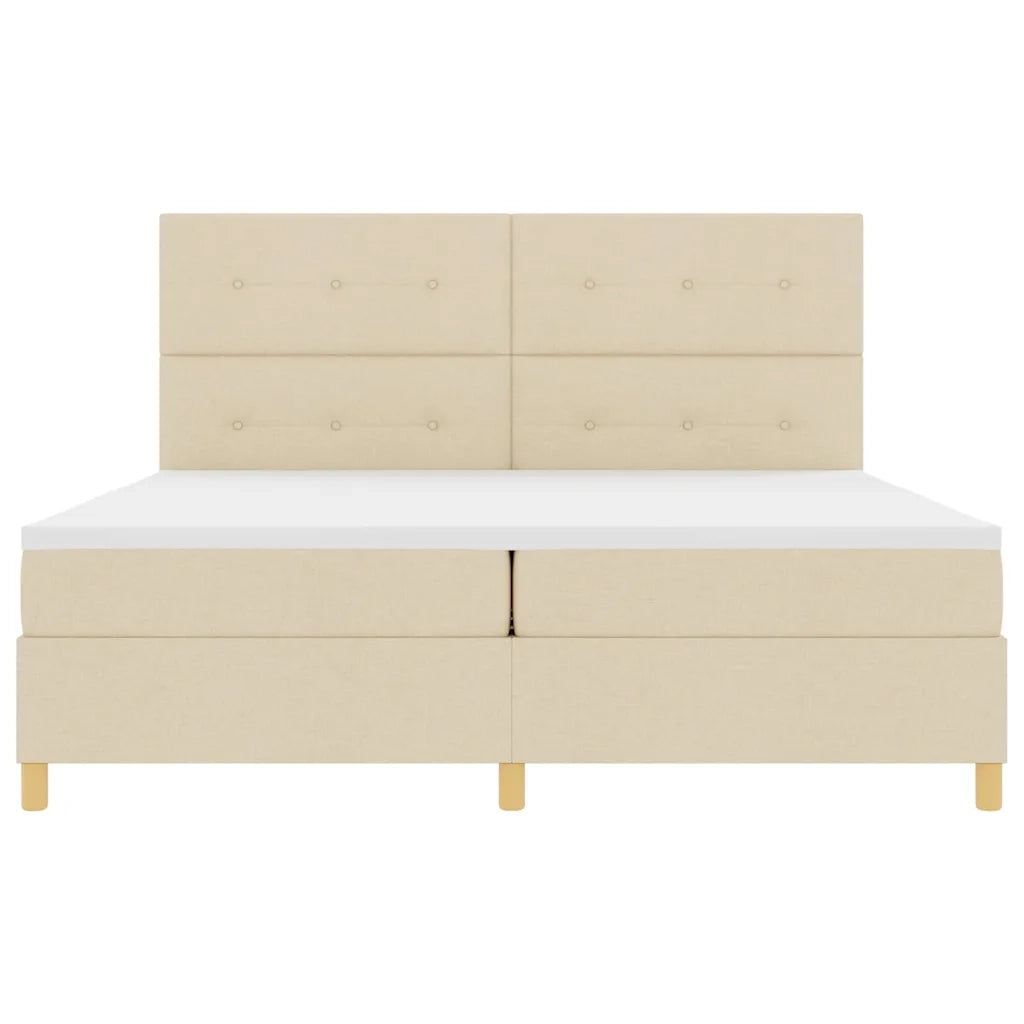 Letto a molle con materasso Crema 200 x 200 cm Tessuto 3339649