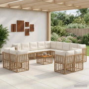 Set di divani da esterno 14 pcs Naturale e Bianco Crema 3437616