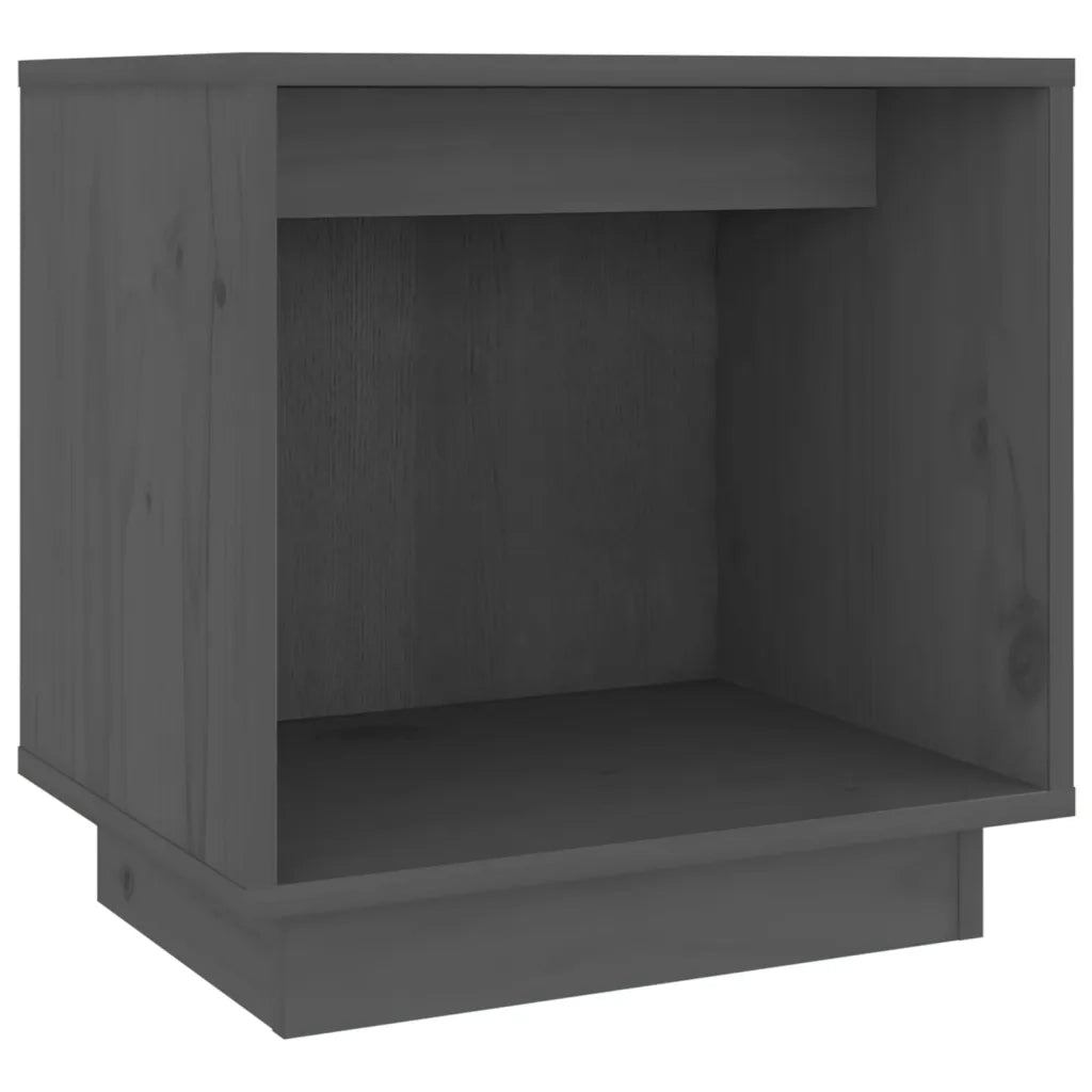 Comodino | Armadio da Notte | Mobiletto da notte Grigio 40x30x40 cm in Legno Massello di Pino