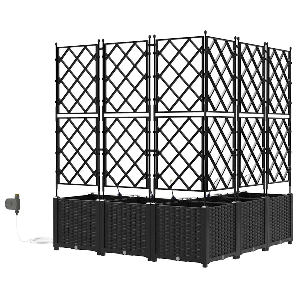 Vaso da giardino 5 pcs Nero Plastica 42002856