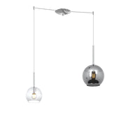 Lampadario Contemporaneo Future Metallo Cromo Vetro Trasp-Cromo 2 Luci E27
