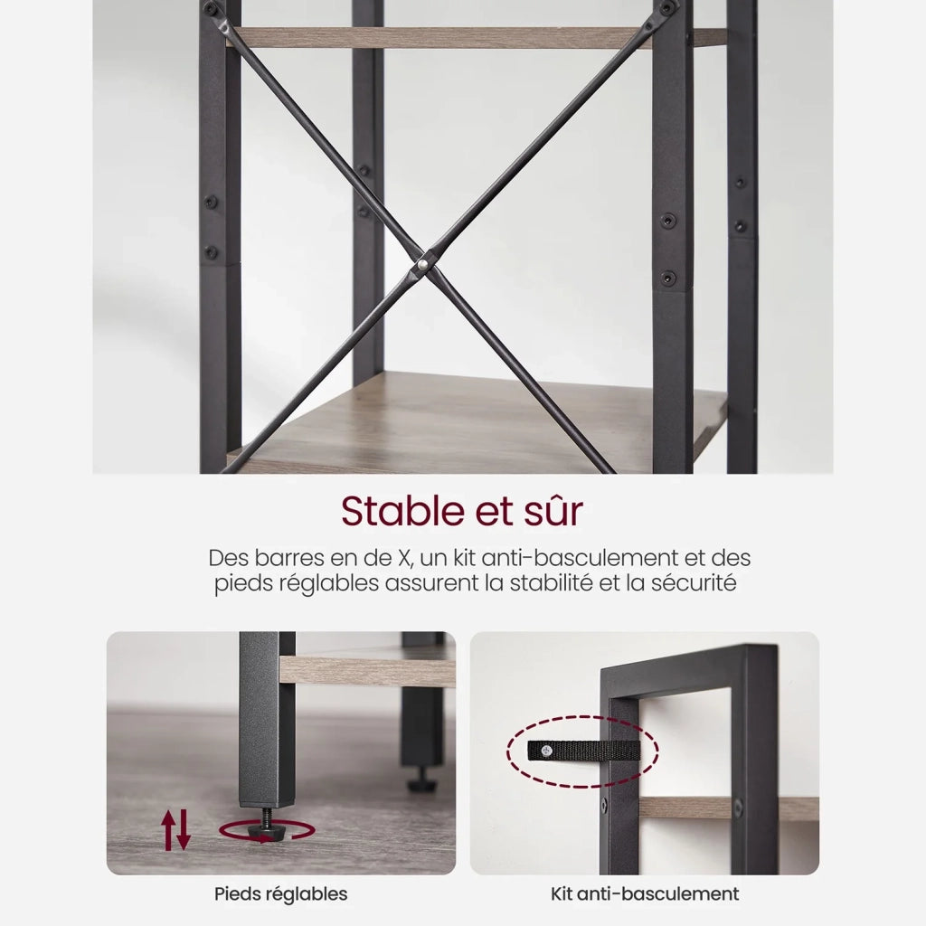 Libreria a 6 ripiani mobile contenitore aperto per ufficio soggiorno camera da letto 30 x 40 x 187,5 cm grigio 12_0004187