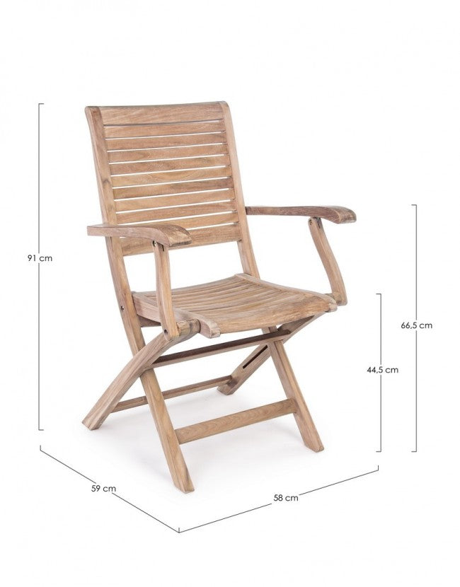 Set 2 Sedie da Giardino 58x59x91h cm con Braccioli Maryland