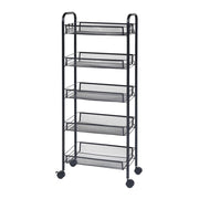 Carrello di servizio carrello da cucina/soggiorno unità di stoccaggio a 5 ripiani 103 x 44 x 26 cm acciaio nero 03_0009262