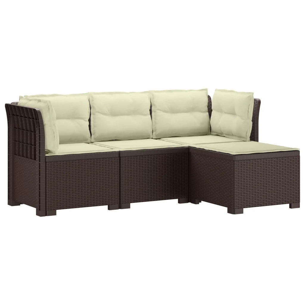 Divano da giardino 4 posti con cuscini aspetto rattan PP 3443946