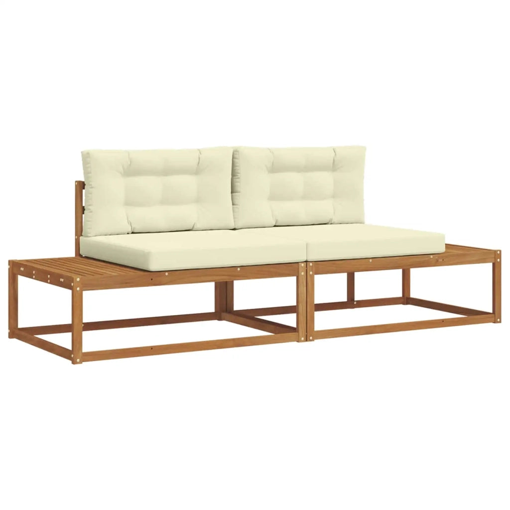 Set di divani da esterno-Sofa da giardino con cuscino Naturale e Crema 782929