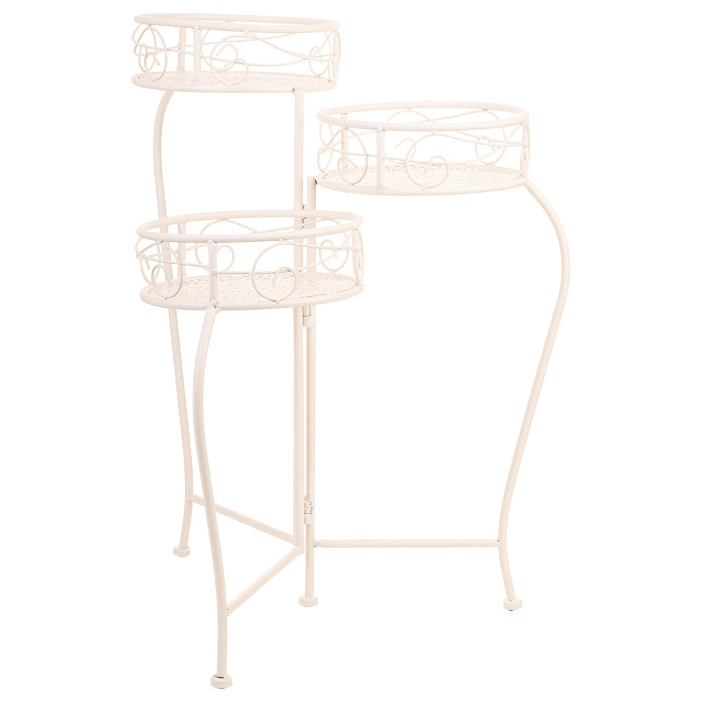Supporto per 3 pentole in ferro battuto bianco 29x33x65