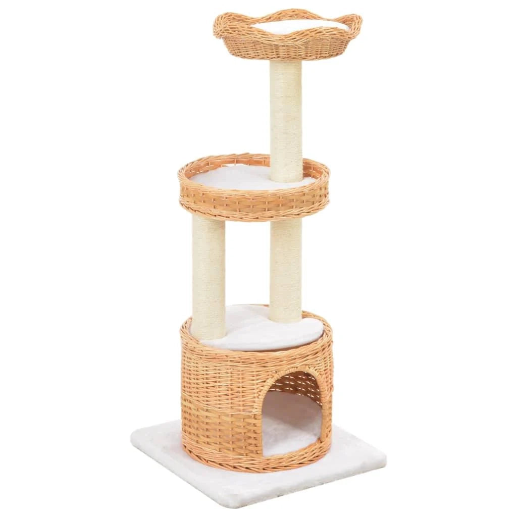 Tiragraffi albero per gatti cuccia per gatti giocattolo peluche in sisal naturale e legno di salice 3702234