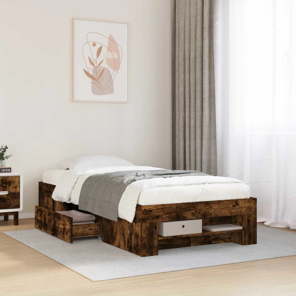 Telaio del letto con storage Rovere Fumo 80 x 200 cm 3429687