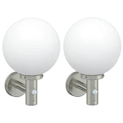 Set di 2 moderne applique da esterno 28 x 25 x 38 cm stile versatile design minimalista in acciaio inox argento 02_0056494