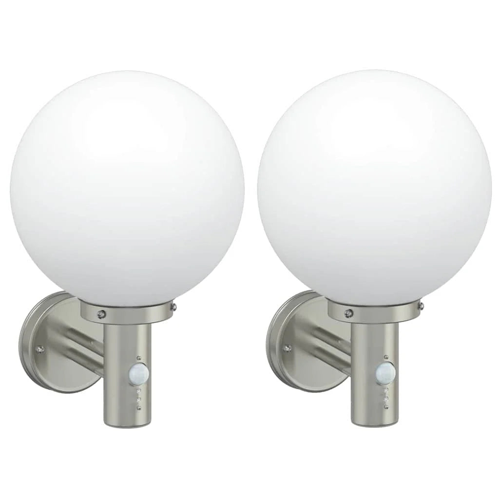 Set di 2 moderne applique da esterno 28 x 25 x 38 cm stile versatile design minimalista in acciaio inox argento 02_0056494