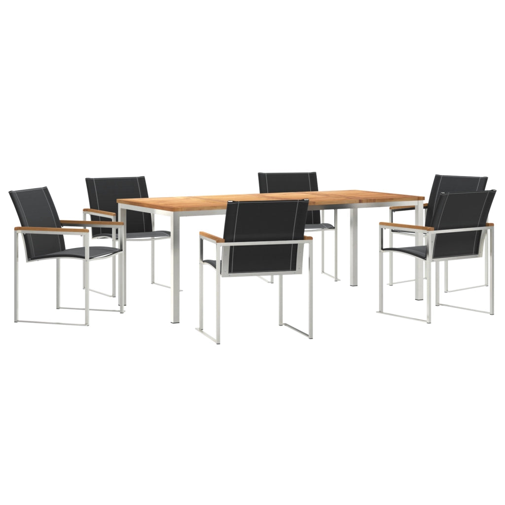 Set da Pranzo Giardino 7 Pezzi in Legno Massello di Acacia