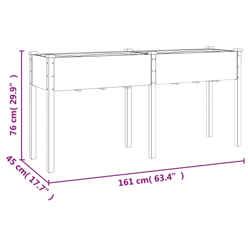 Fioriera con Fodera-Vaso-Contenitore per Piante Grigia 161x45x76cm Legno Massello di Abete