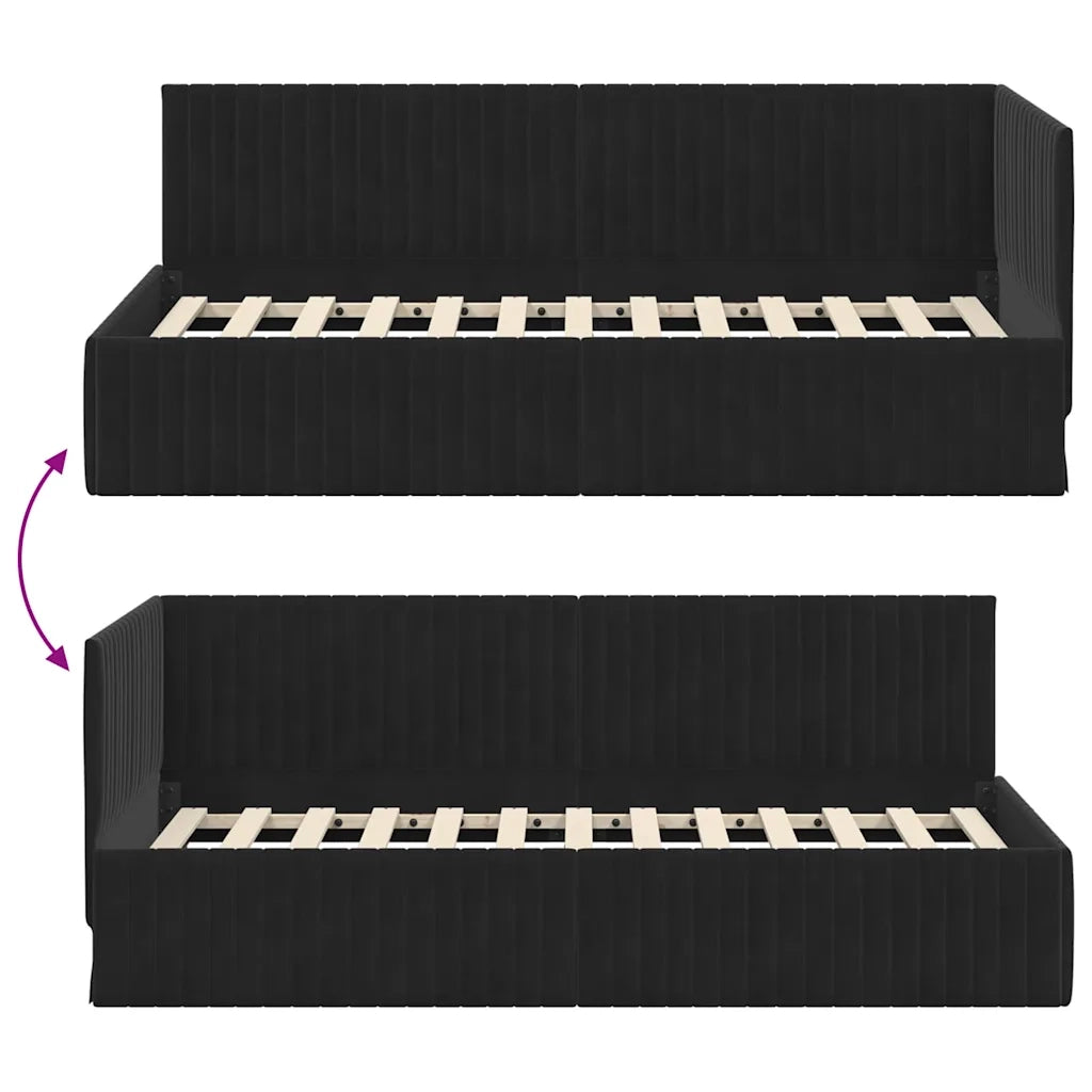 Cornice del letto ad angolo Nero 90 cm x 190 cm Velluto 42016261