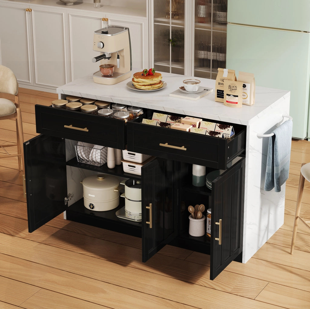 Isola da cucina 120x60x91 cm con zona bar; MDF; nero