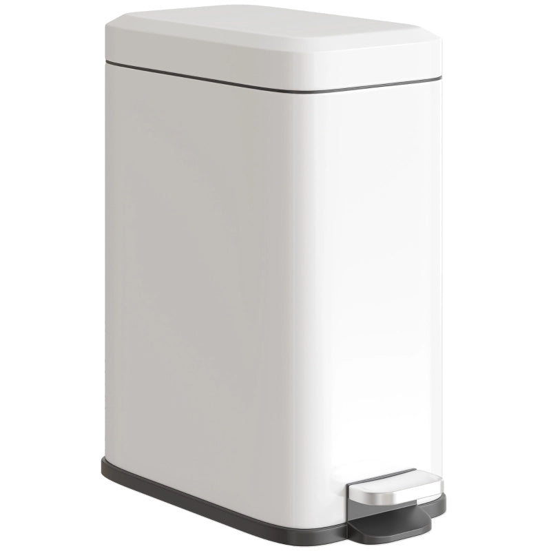 Pattumiera a pedale 5 L in metallo con secchio interno rimovibile, bianco