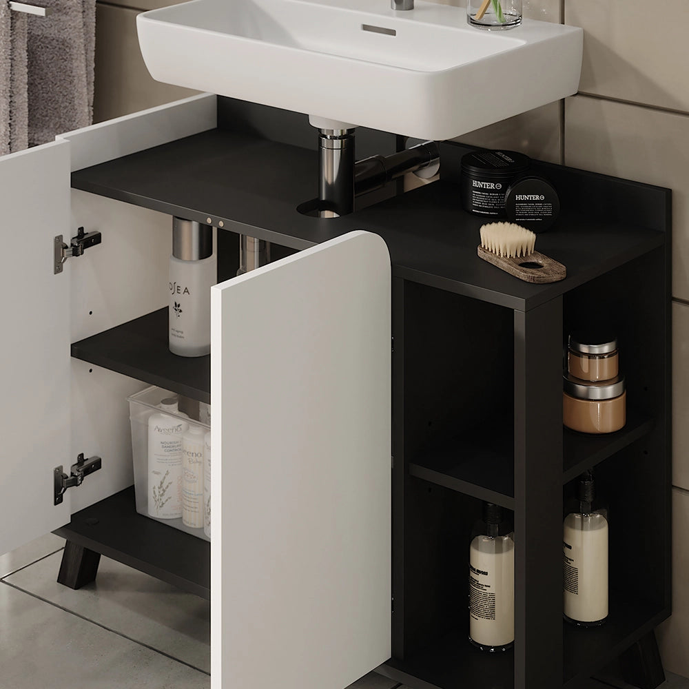 Vicco Mobile sottolavabo per bagno Antracite/bianco 80 x 65 cm con 2 porte