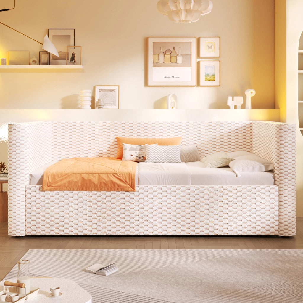 Divano letto 90x200 cm con contenitore idraulico e LED in velluto