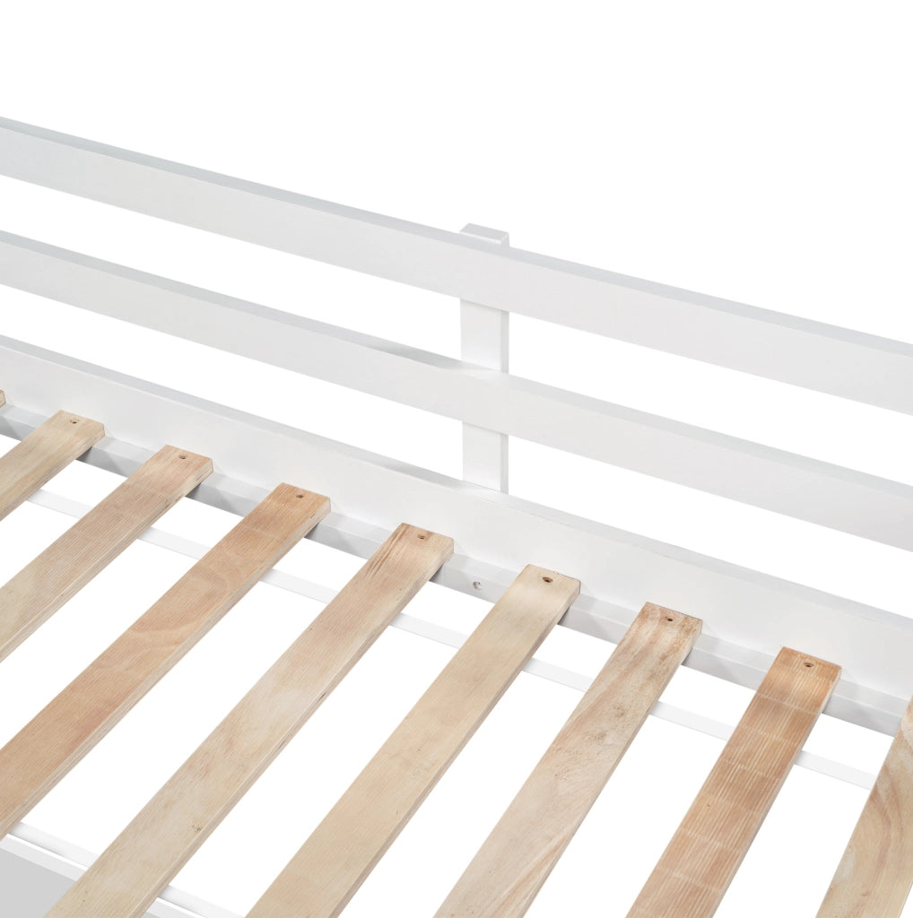 Letto per bambini 90x200 cm con lavagna e cassetti; legno e MDF; bianco (Senza materasso)