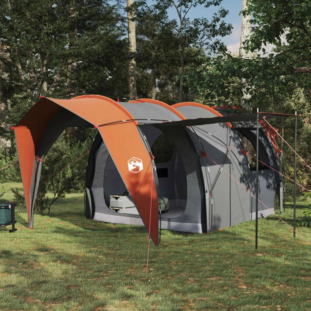 Tenda a tunnel-Tenda da campeggio Grigio e arancione 382 x 262 x 214 cm