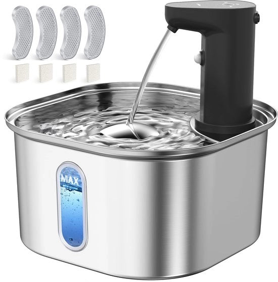 Fontana per gatti a batterie 5000mAh, 108oz/3,2L, con 4 filtri di ricambio, fontana per gatti automatica a movimento con sensore e senza fili