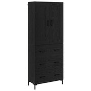 Credenza con cassetto 2 pz | Madia | Buffet da pranzo | Armadio da pranzo Rovere Nero Legno multistrato