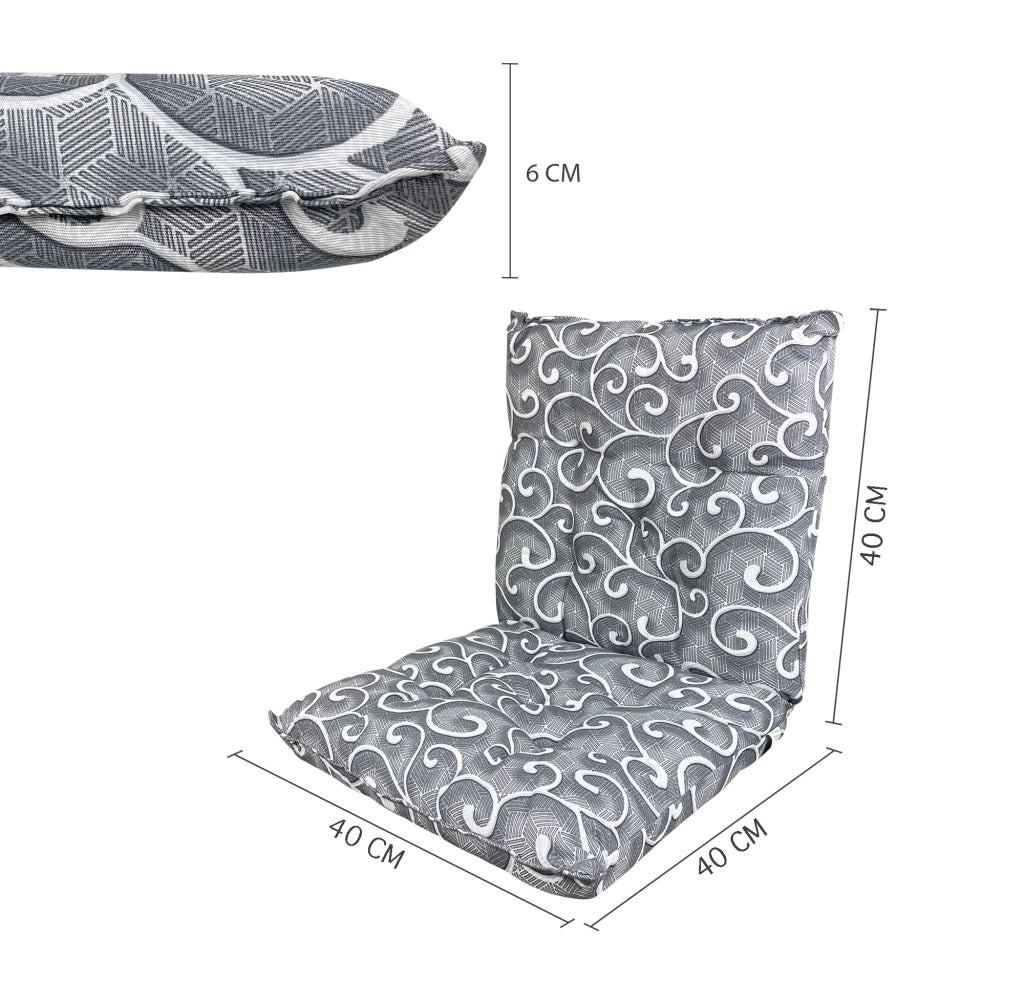 Set Cuscini Sedia Con Schienale Imbottiti Con Laccetti Banda Elastica 40 x 80 Cm InalayGrigio - 2 Pezzi