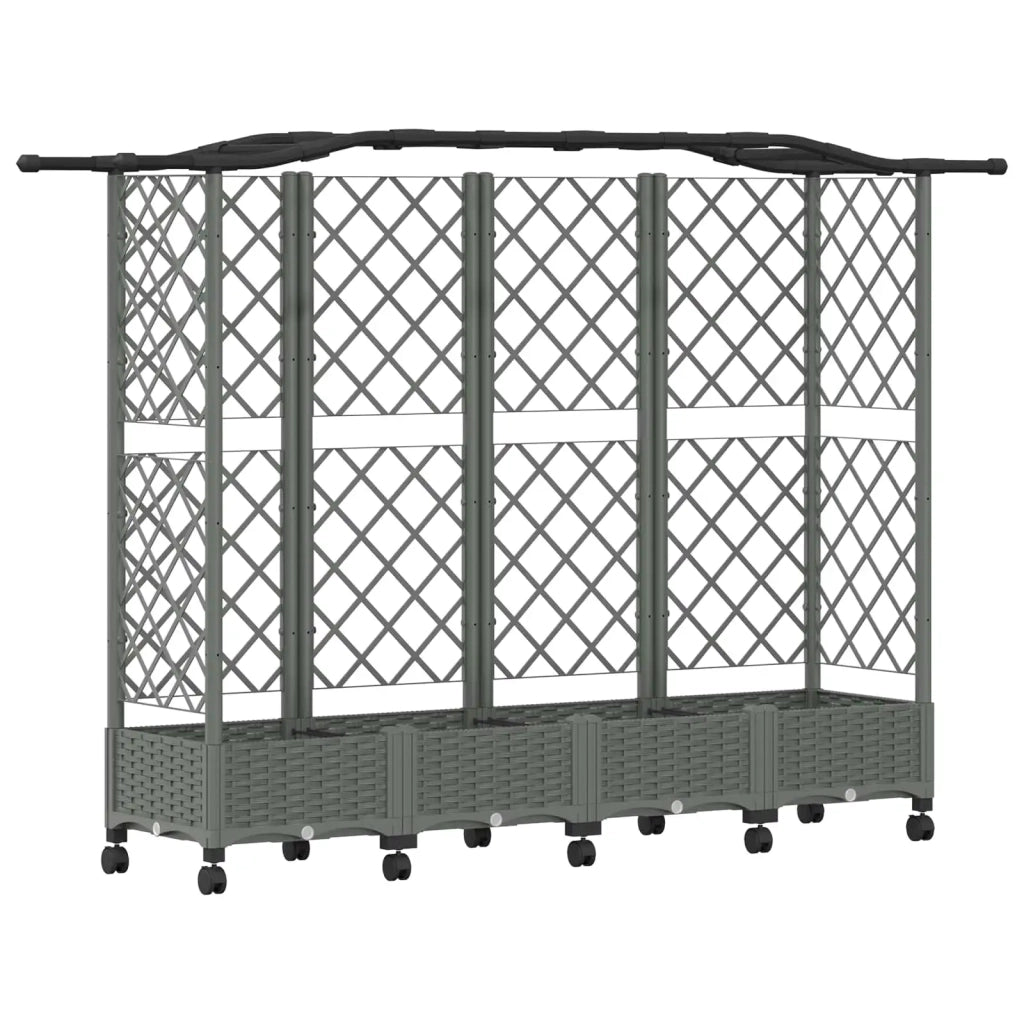 Letto Rialzato con Griglia e Tetto Grigio Chiaro PP 3423155