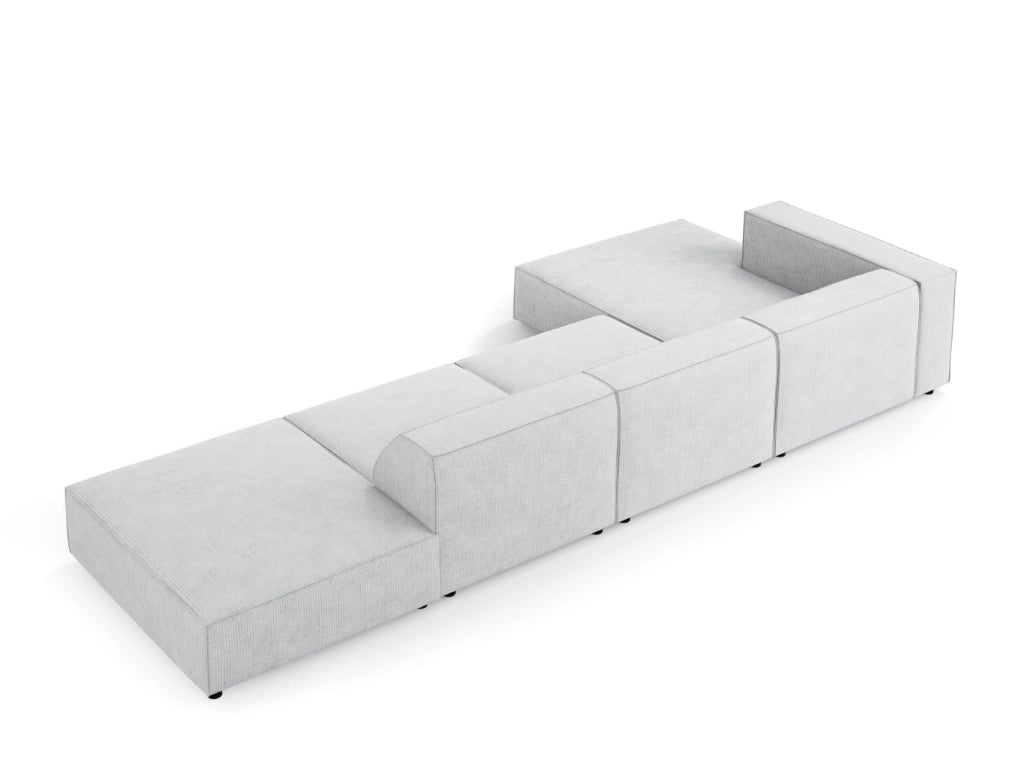 Cosmopolitan Design - Divano angolare sinistro "Arendal" 5 posti in ciniglia con effetto a coste grigio chiaro 