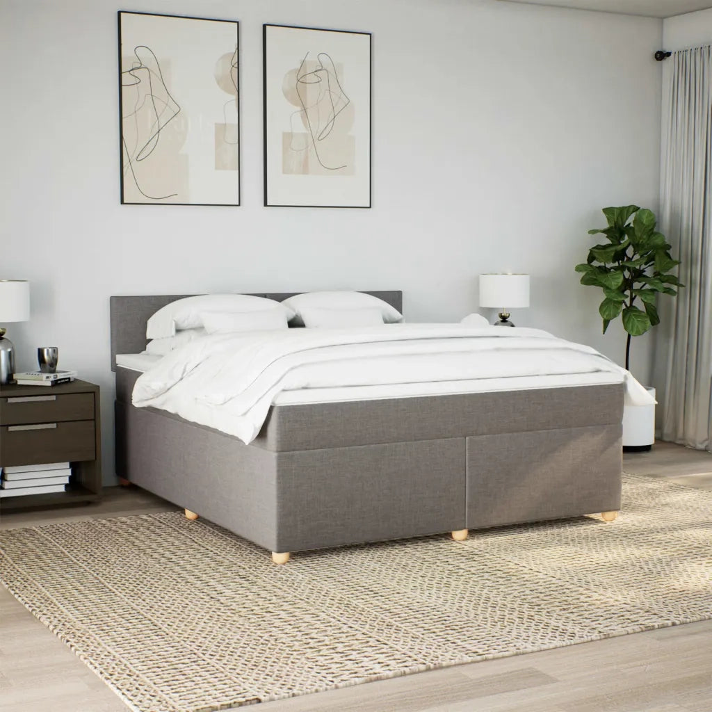 vidaXL Giroletto a Molle con Materasso Tortora 180x200 cm in Tessuto