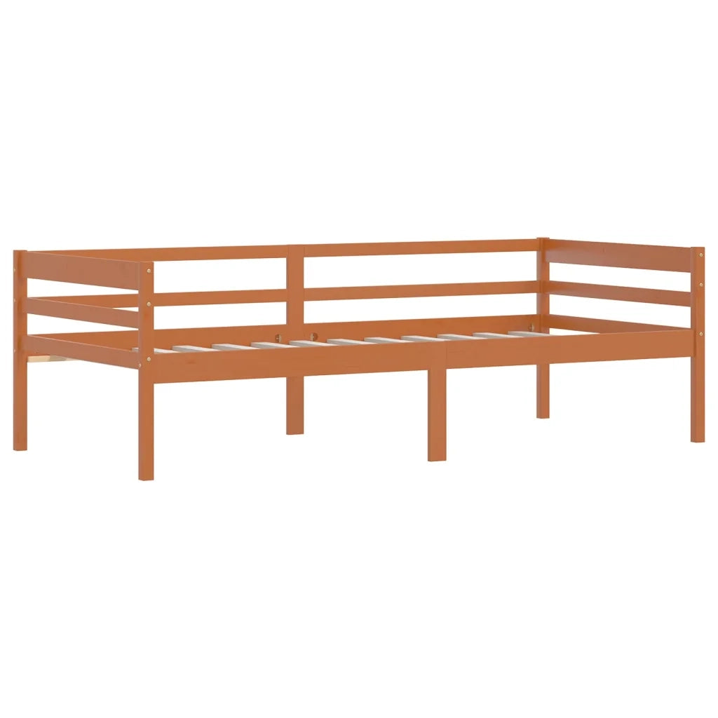 Letto singolo | Letto per adulti | Giroletto senza Materasso Ambrato Legno Massello Pino 90x200 cm
