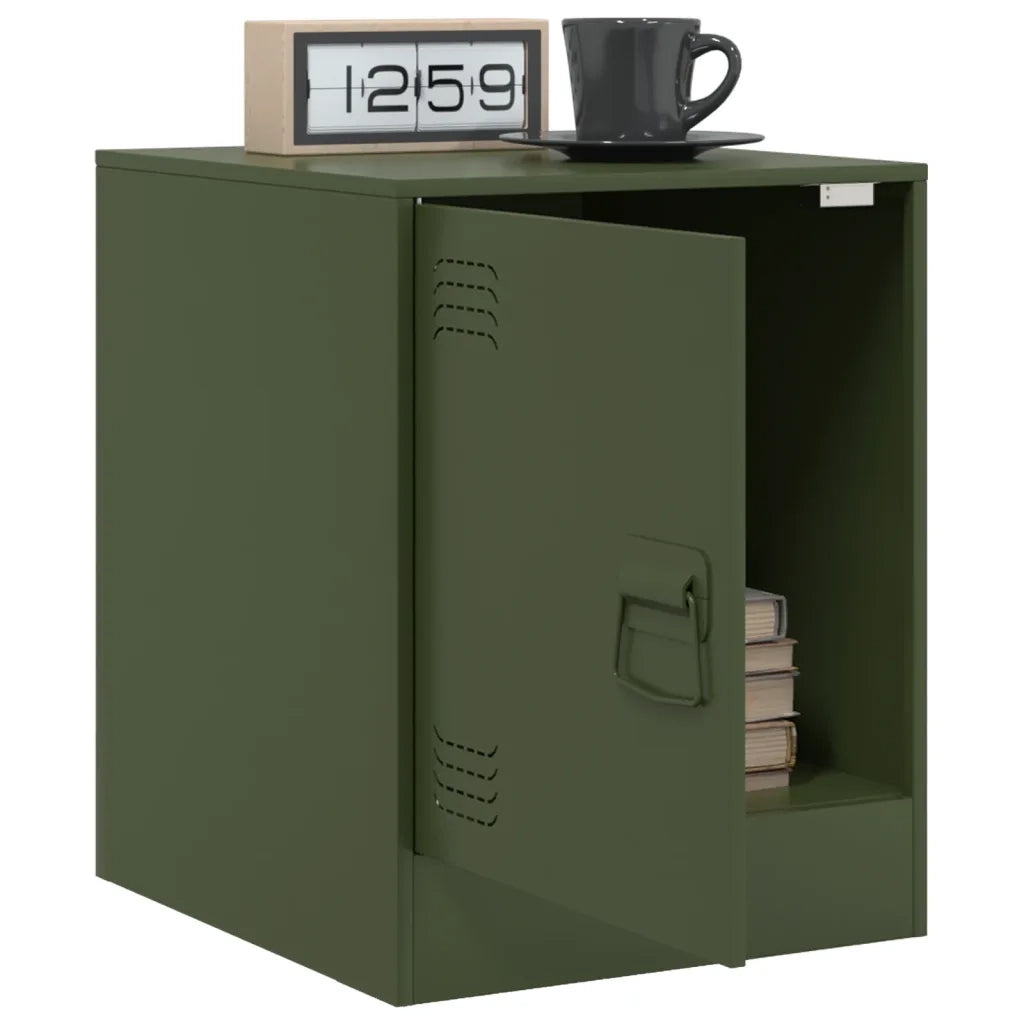 Comodino Verde Oliva 34,5x39x44 cm in Acciaio 841615
