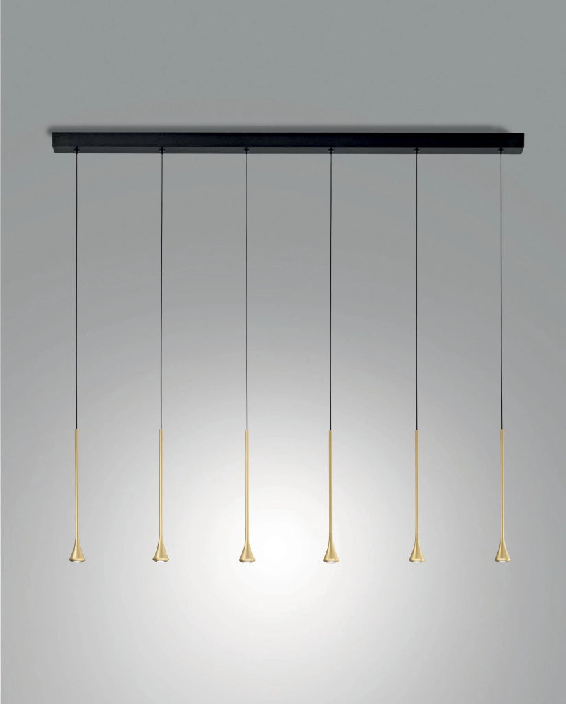 Lampada a Sospensione Susa LED 30W 2790lm 3000K Dimmerabile a taglio di fase, Struttura Metallo Nero e Ottone satinato - Susa