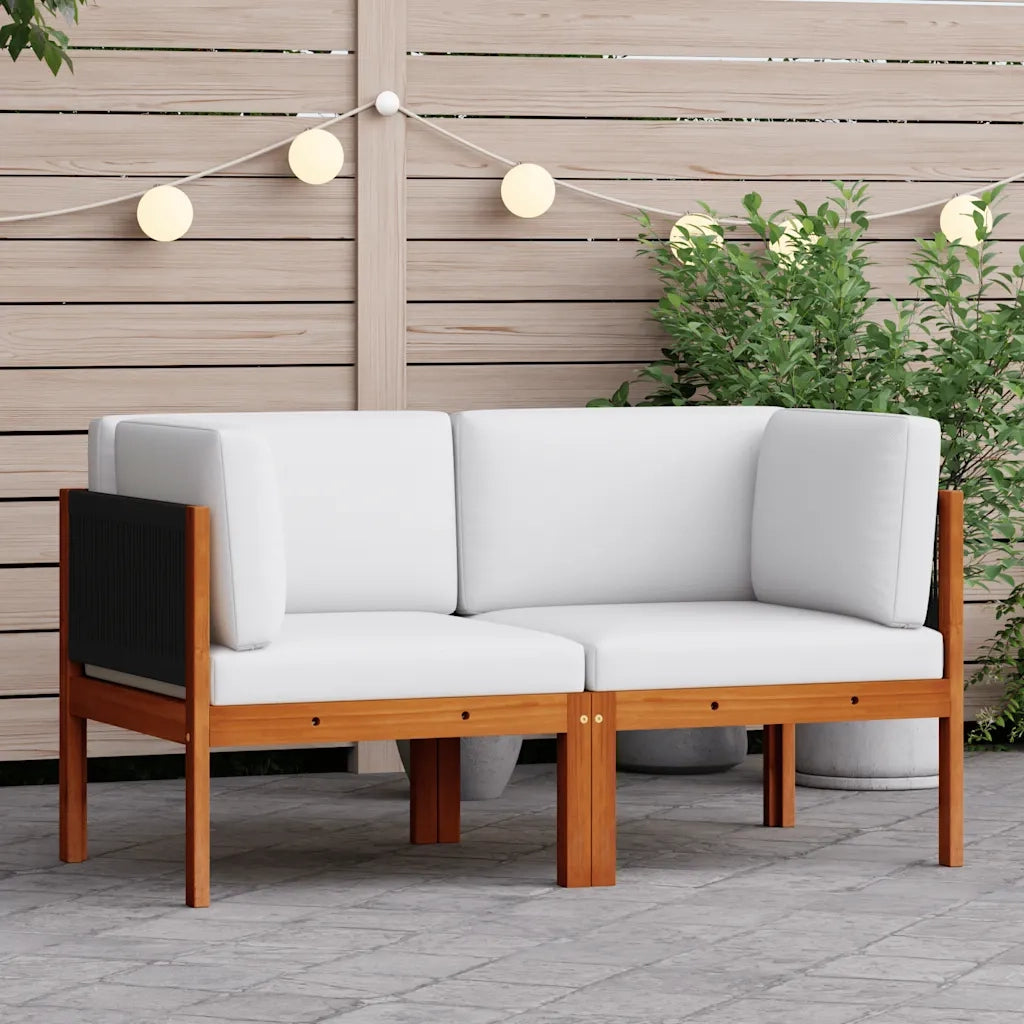 Divani Angolari da Giardino 2 pz con Cuscini in Legno di Acacia e Corda 312424