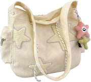 Borsa a tracolla in velluto a corda per donne, bella borsa a spalla per scuola, ufficio, lavoro, viaggio, shopping