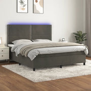 Letto a Molle con Materasso e LED Grigio Scuro 160x200 cmcod mxl 99081
