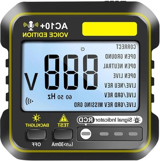 Detettore di interruzione di corrente e tester con schermo LCD e illuminazione di sfondo - AC 90-250V (presa di corrente per l'UE)