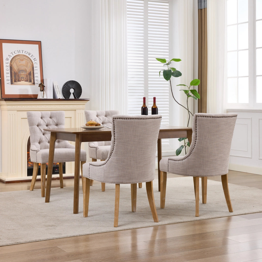 Set 2 Sedie da Pranzo Imbottite in Tessuto ¨C Xylo ¨C Gambe in Legno, Design Moderno