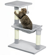Arbre ¨¤ chat con 3 griffoirs sisal plateforme hamac ¨C zephmum ¨C 50x26x70 cm grigio