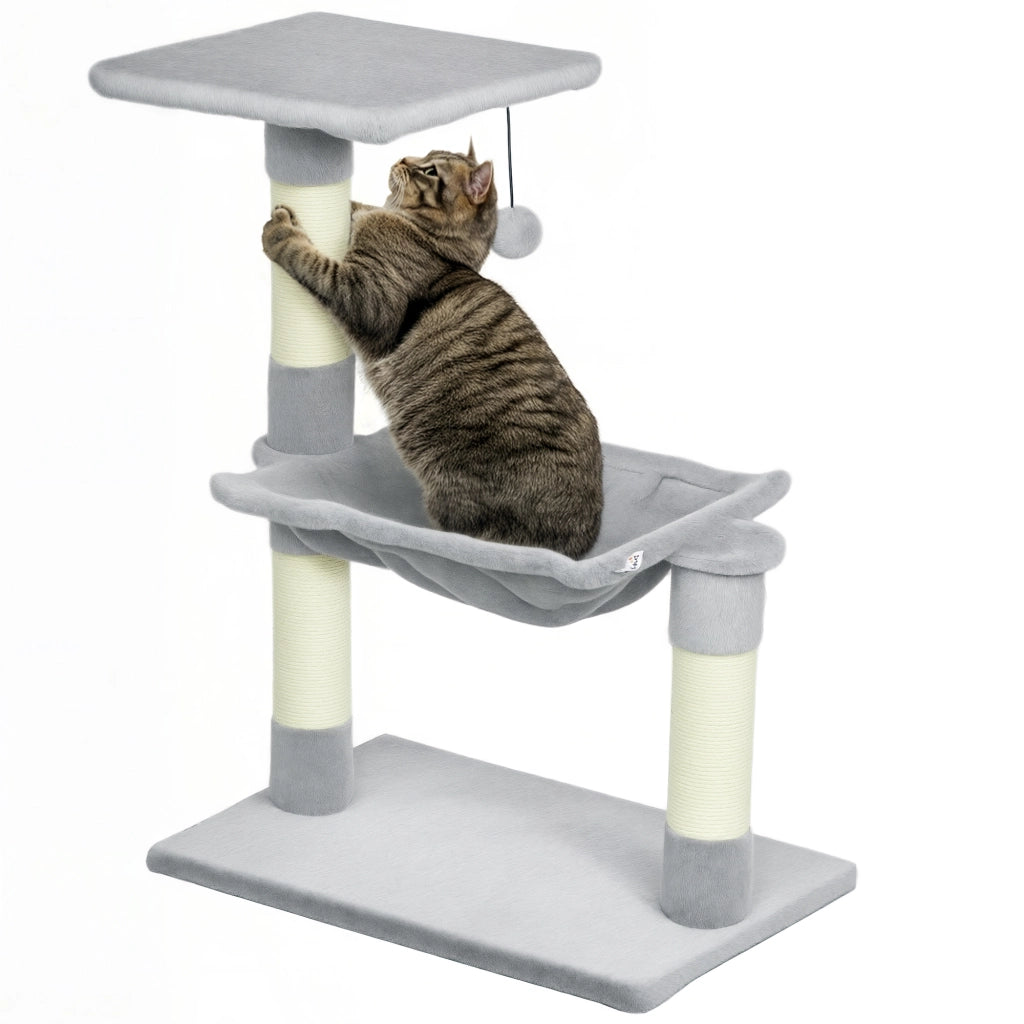 Arbre ¨¤ chat con 3 griffoirs sisal plateforme hamac ¨C zephmum ¨C 50x26x70 cm grigio