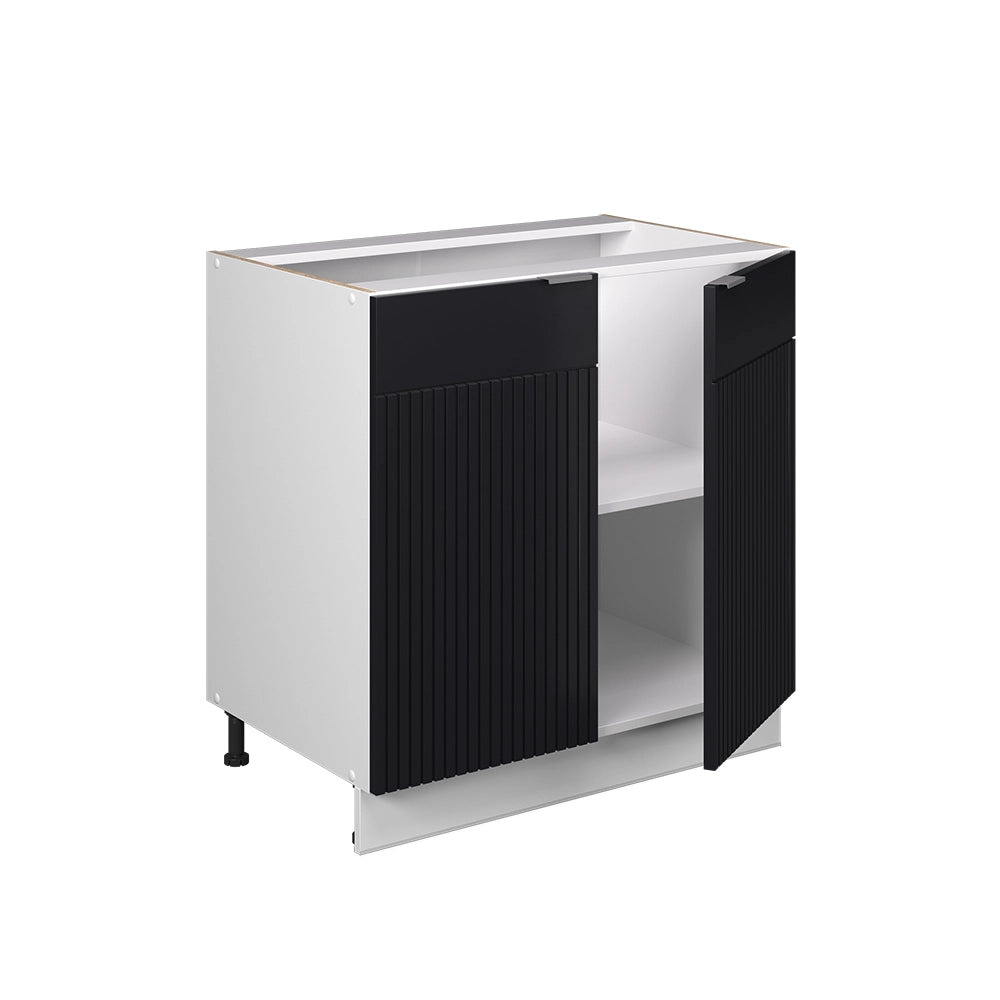 Mobile lavello cucina Fame-Line Nero rigato/Bianco 80 cm con ripiano, senza piano di lavoro Vicco